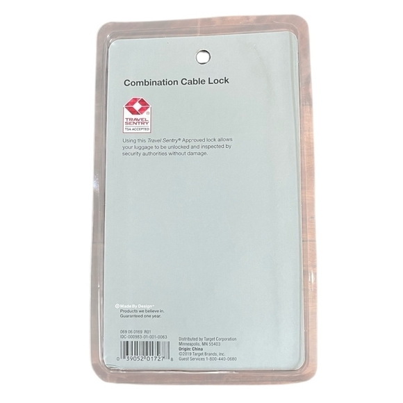 2x NIB Cable Lock DESIGN TSA-Approved Black Three-Digit Combination Luggage Lock - Picture 2 of 2